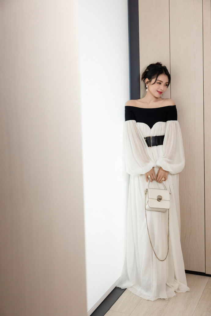 刘涛穿纱裙亮相优雅动人 盘发造型显知性【6P】